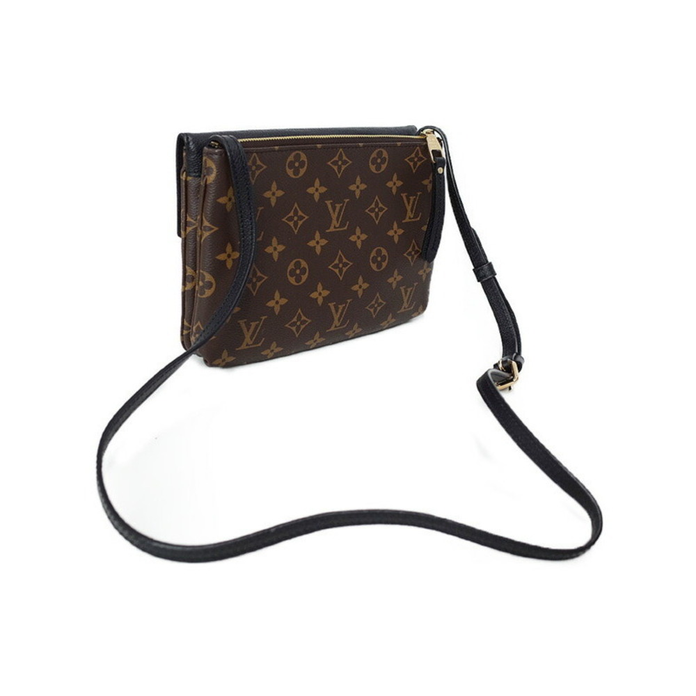 Louis Vuitton Monogram Bag Twice Shoulder Leather Brown